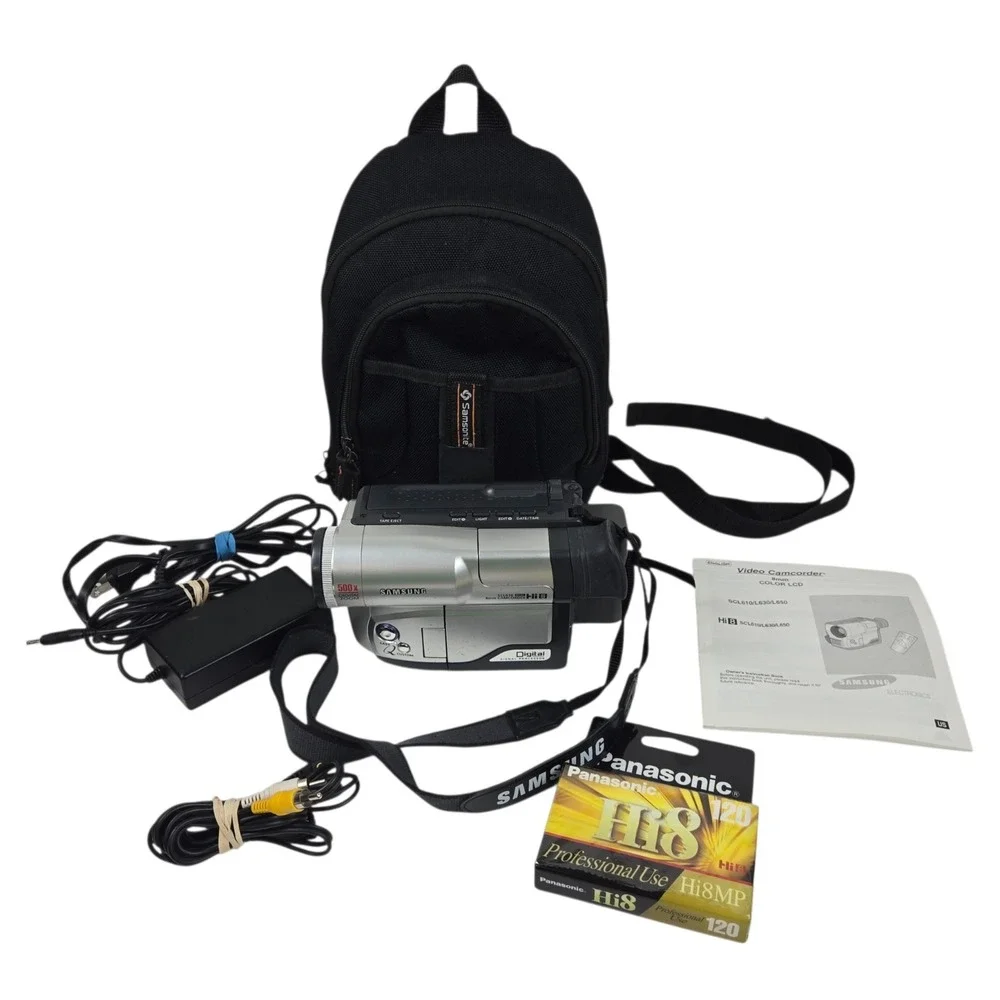 Samsung SCL610 Hi8 8mm Camcorder w Bag, Charger, A/V Cable, Tape, + Manual VIDEO